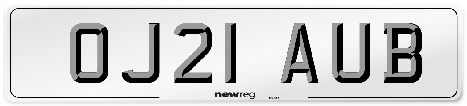 OJ21 AUB Number Plate from New Reg